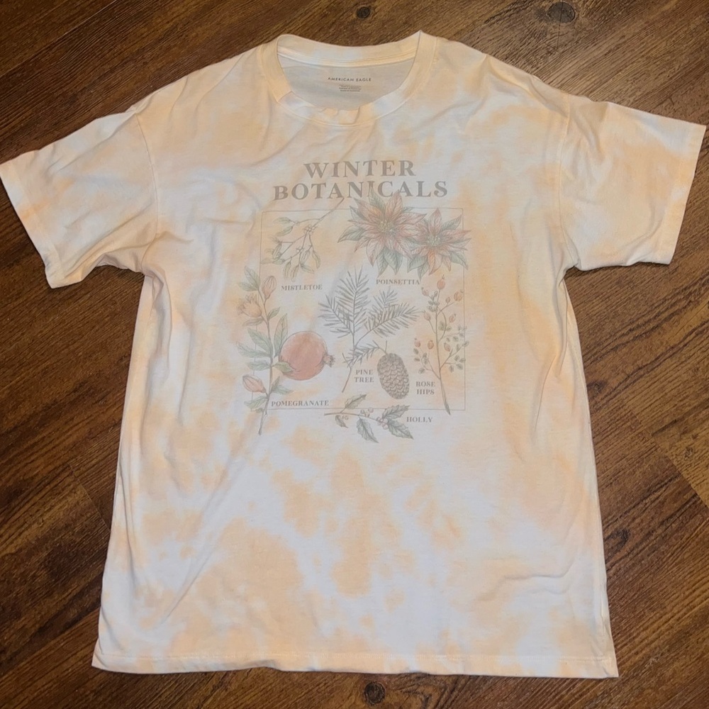 American Eagle Floral Graphic Boho White Oversized Short Sleeve Shirt Size XS - Picture 5 of 8